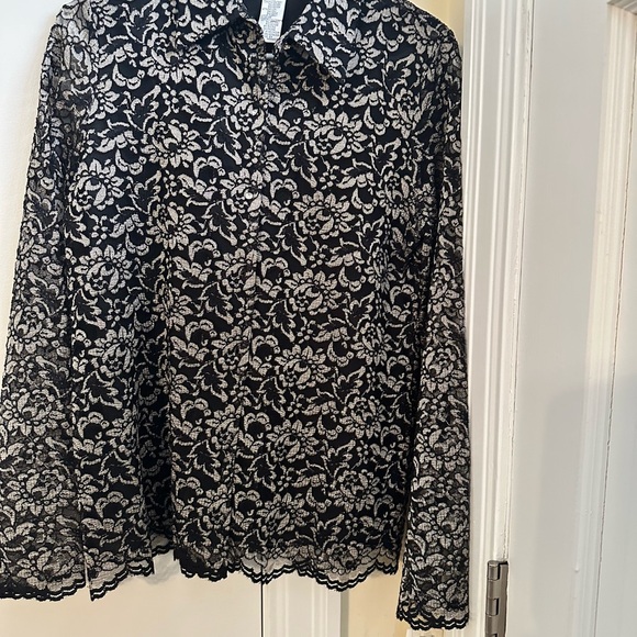 Rena Rowan Tops - Elegant Black and White Lace Top